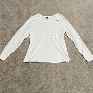 NWT Old Navy Cream Ribbed Long Sleeve Tee